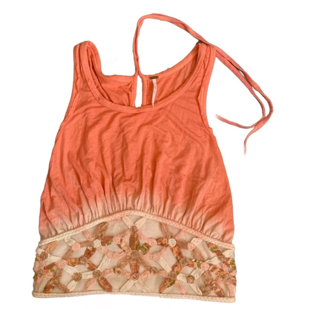 Free People Embellished Coral Crop Top